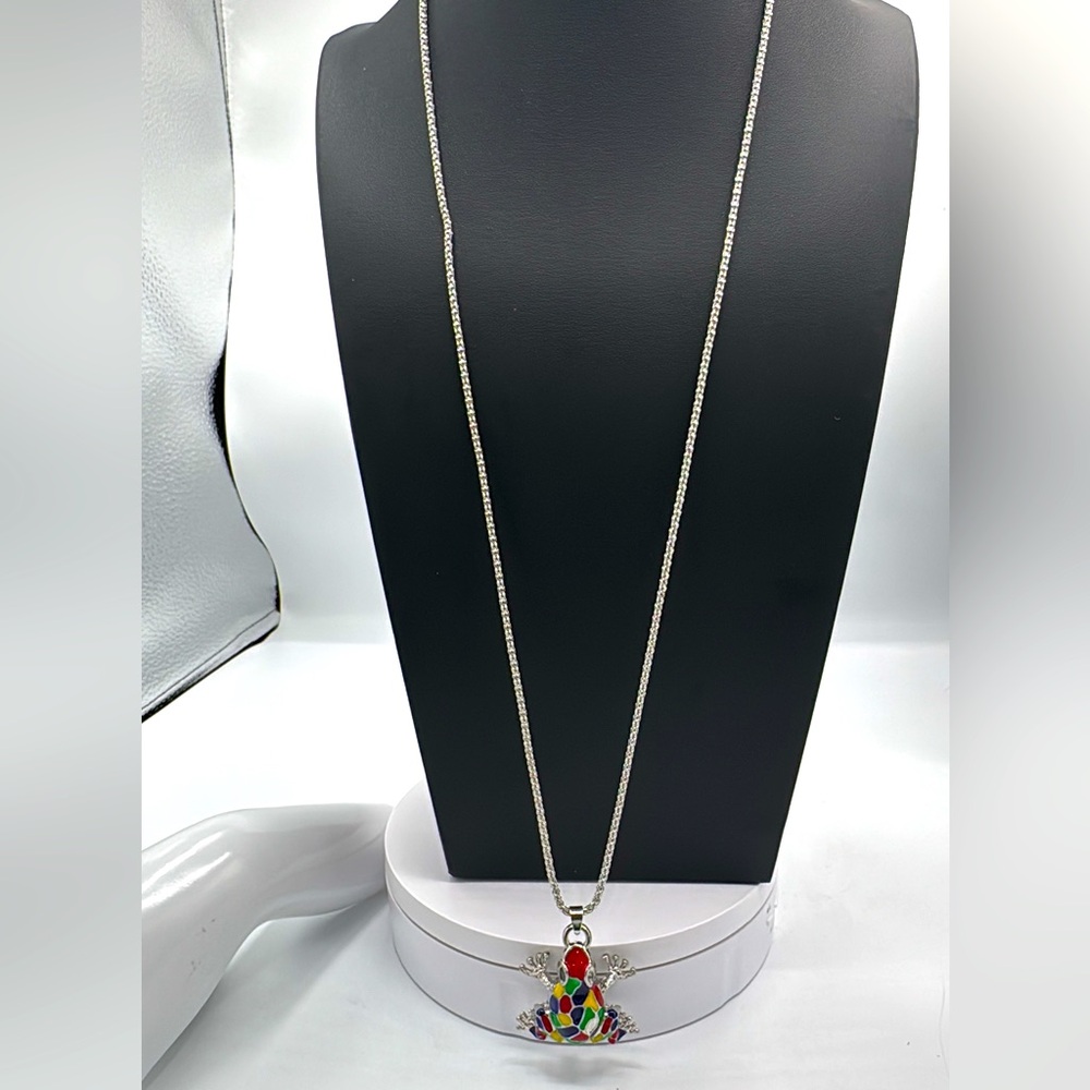 Betsy Johnson Enamel Frog necklace.